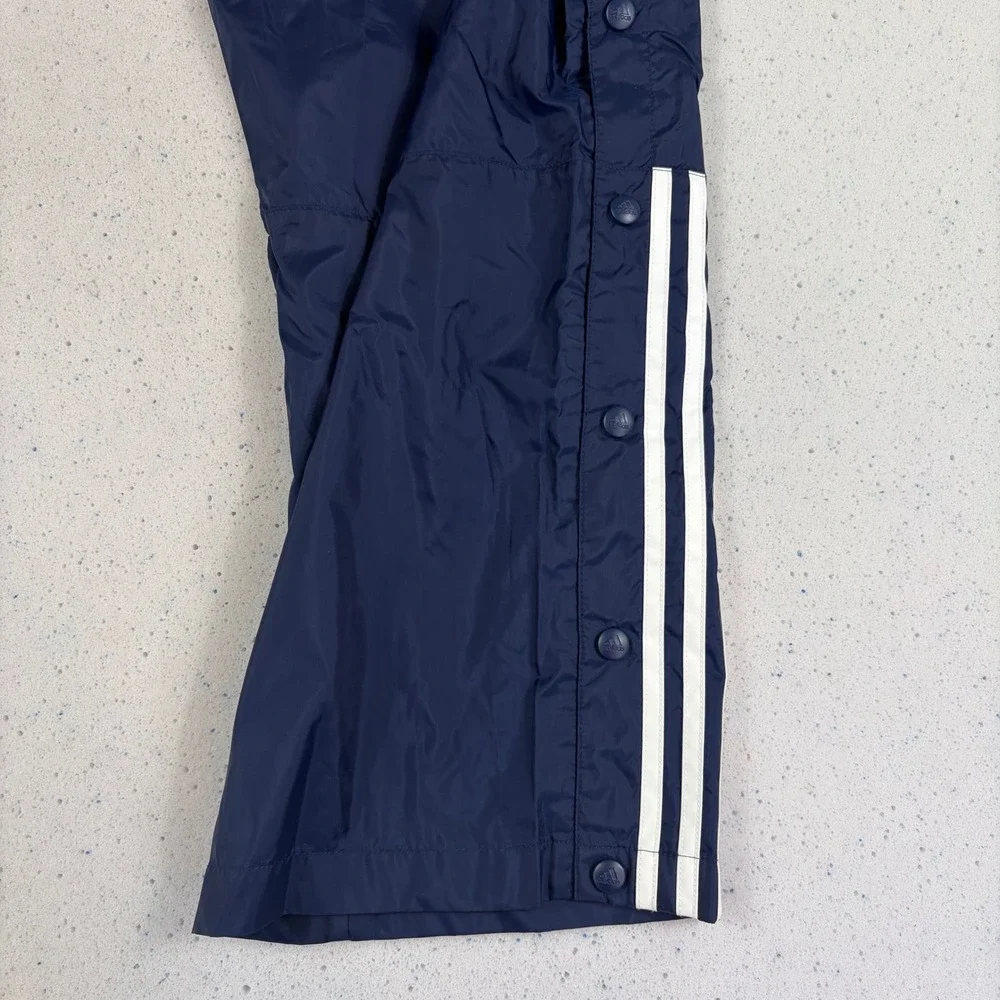 Vintage Adidas Snap‎ Track Pants Navy Blue White Tearaway Warmup Windbreaker L